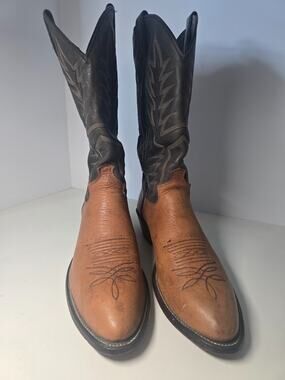 Justin 2 Tone Brown/Black Western Cowboy Boots #M7995 Size 11D Men